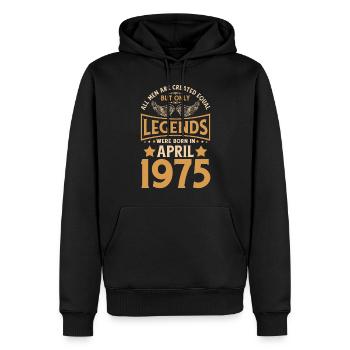 Anniversaire Les légendes sont nées en avril 1975 - Sweat à capuche Premium bio Homme - noir - Devant - Nico (187cm)