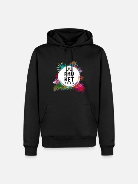 Phuket 2023 Bunt - Männer Premium Bio Hoodie - Schwarz