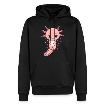 Axolotl Kawaii Axolotl Amant Mignon Axolotl - Sweat à capuche Premium bio Homme - noir - Devant - Nico (187cm)