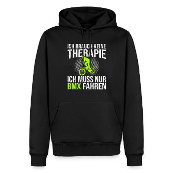 BMX Therapie Spruch - Männer Premium Bio Hoodie - Schwarz - Vorne - Nico (187cm)