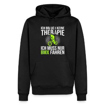 BMX Therapie Spruch - Männer Premium Bio Hoodie - Schwarz - Vorne - Nico (187cm)