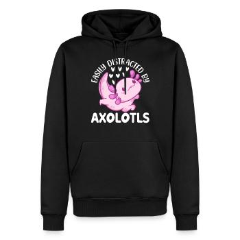 Axolotl Lover Mignon Axolotls - Facilement distrait par - Sweat à capuche Premium bio Homme - noir - Devant - Nico (187cm)