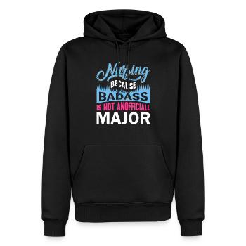 Nursing Because Badass is not a major subject - Men’s Premium Organic Hoodie - black - Front - Nico (187cm)