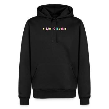 Licorne Einhorn - Sweat à capuche Premium bio Homme - noir - Devant - Nico (187cm)