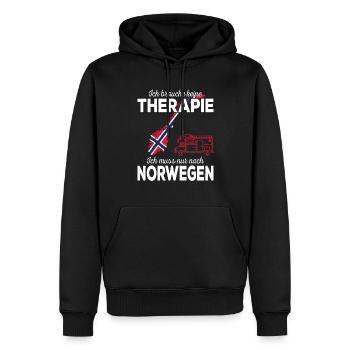 Ich muss nur nach Norwegen Skandinavien Norwegen - Männer Premium Bio Hoodie - Schwarz - Vorne - Nico (187cm)