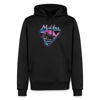 Années 70 80 dans la ville californienne de Malibu - Sweat à capuche Premium bio Homme - noir - Devant - Nico (187cm)