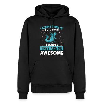 Axolotl Awesome Salamandre Mignonne Kawaii Animal Bleu - Sweat à capuche Premium bio Homme - noir - Devant - Nico (187cm)