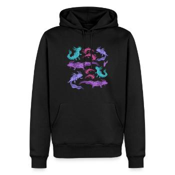 Axolotl Génial Salamandre mignonne Kawaii Art animal - Sweat à capuche Premium bio Homme - noir - Devant - Nico (187cm)