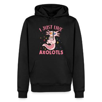 Axolotl Salamandre mignonne Kawaii Animal coloré - Sweat à capuche Premium bio Homme - noir - Devant - Nico (187cm)