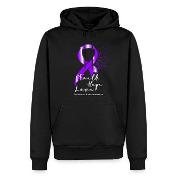 Premature Birth Conscious Purple Bow - Men’s Premium Organic Hoodie - black - Front - Nico (187cm)