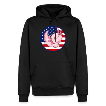Axolotl American Flag Kawaii Axolotl US Flag Axolo - Männer Premium Bio Hoodie - Schwarz - Vorne - Nico (187cm)