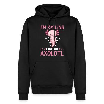 Axolotl Lover - I'm Smiling Like An Axolotl - Kawa - Männer Premium Bio Hoodie - Schwarz - Vorne - Nico (187cm)