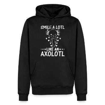Axolotl Lover - Smile A Lotl Like An Axolotl - Kaw - Männer Premium Bio Hoodie - Schwarz - Vorne - Nico (187cm)