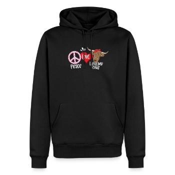 Peace Love Highland Cows - Sweat à capuche Premium bio Homme - noir - Devant - Nico (187cm)