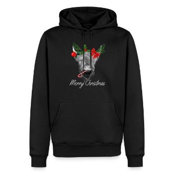 Joyeux Noël Bovins écossais des Highlands - Sweat à capuche Premium bio Homme - noir - Devant - Nico (187cm)