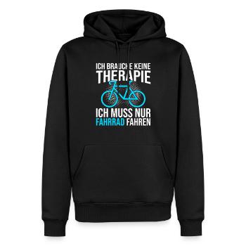 Fahrrad Therapie Spruch - Männer Premium Bio Hoodie - Schwarz - Vorne - Nico (187cm)