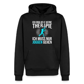 Joggen Therapie Spruch - Männer Premium Bio Hoodie - Schwarz - Vorne - Nico (187cm)