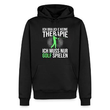 Golf Therapie Spruch - Männer Premium Bio Hoodie - Schwarz - Vorne - Nico (187cm)