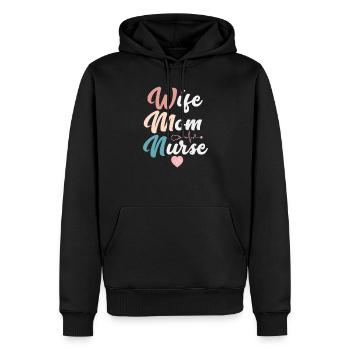 Femme Maman Infirmière - Sweat à capuche Premium bio Homme - noir - Devant - Nico (187cm)