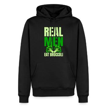 Real Men Food Brocoli Légumes végétariens - Sweat à capuche Premium bio Homme - noir - Devant - Nico (187cm)