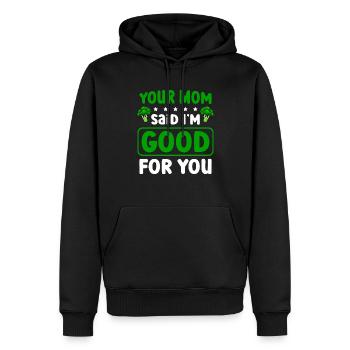 Deine Mutter Sagte, Ich Bin Gut Für Dich Veganer - Männer Premium Bio Hoodie - Schwarz - Vorne - Nico (187cm)