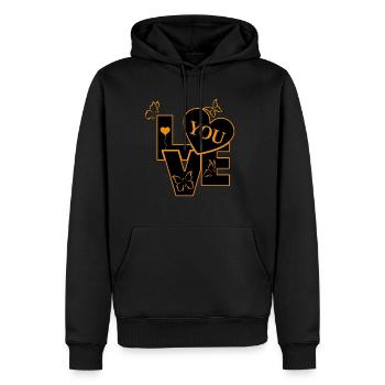 Love You - Liebe dich - Männer Premium Bio Hoodie - Schwarz - Vorne - Nico (187cm)