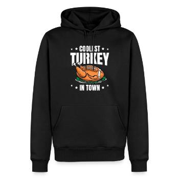La dinde la plus cool de la ville Football Thanksgiving - Sweat à capuche Premium bio Homme - noir - Devant - Nico (187cm)