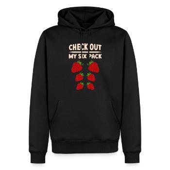 Schauen Sie Sich Meine Sixpack-erdbeerpflückbeere - Männer Premium Bio Hoodie - Schwarz - Vorne - Nico (187cm)