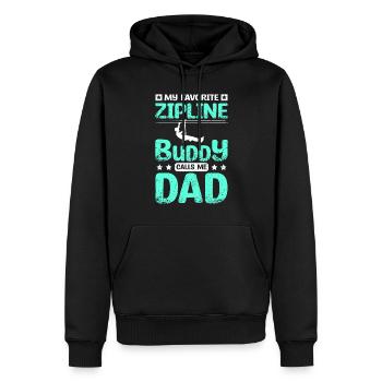 Mon copain de tyrolienne préféré m’appelle papa - Sweat à capuche Premium bio Homme - noir - Devant - Nico (187cm)