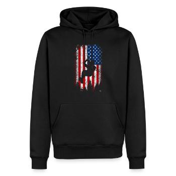 Tyrolienne drapeau américain usa 4 juillet - Sweat à capuche Premium bio Homme - noir - Devant - Nico (187cm)