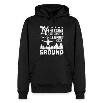 La vie commence lorsque vous quittez la tyrolienne au sol - Sweat à capuche Premium bio Homme - noir - Devant - Nico (187cm)