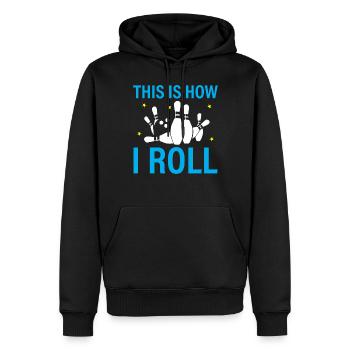 This Is How I Bowl - Bowling - Männer Premium Bio Hoodie - Schwarz - Vorne - Nico (187cm)