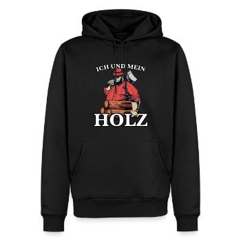 Lustiger Spruch Holz hacken für Holzfäller mit Axt - Männer Premium Bio Hoodie - Schwarz - Vorne - Nico (187cm)