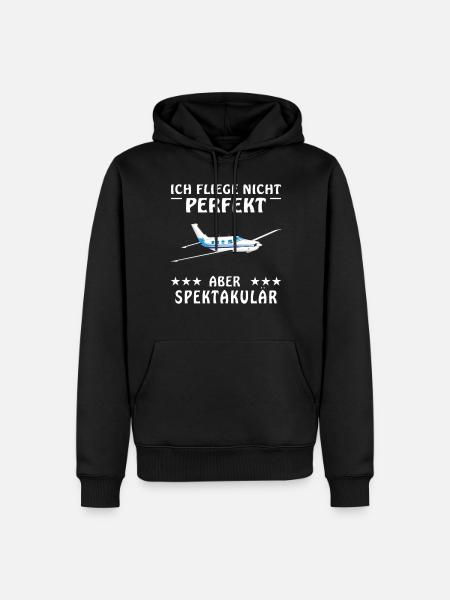 FLUGZEUG ICH FLIEGEE NICHT PERFEKT ABER SPEKTA - Männer Premium Bio Hoodie - Schwarz