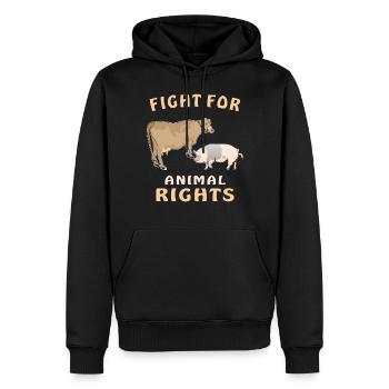 KUH SCHWEIN FIGHT FOR ANIMALS RIGHTS - Männer Premium Bio Hoodie - Schwarz - Vorne - Nico (187cm)