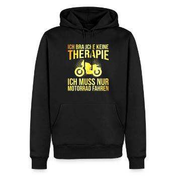Motorrad Therapie Spruch - Männer Premium Bio Hoodie - Schwarz - Vorne - Nico (187cm)