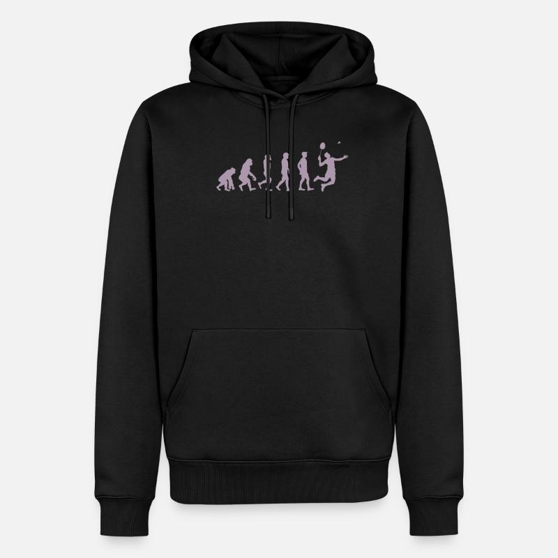 Badminton Evolution Geschenk - Männer Premium Bio Hoodie - Schwarz