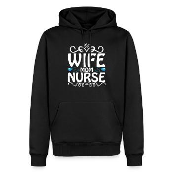 Femme Maman Infirmière - Sweat à capuche Premium bio Homme - noir - Devant - Nico (187cm)