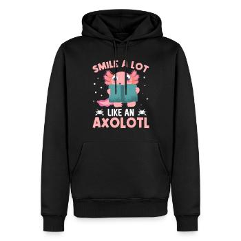 Doux sourire comme un axolotl - Sweat à capuche Premium bio Homme - noir - Devant - Nico (187cm)