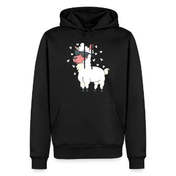 Cœurs de lama Alpaga - Alpaga Animal Llama Farmer - Sweat à capuche Premium bio Homme - noir - Devant - Nico (187cm)