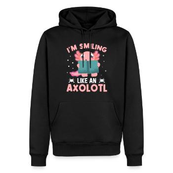 Doux sourire comme un axolotl - Sweat à capuche Premium bio Homme - noir - Devant - Nico (187cm)