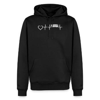 School Bus Driver Heartbeat Heart - Schoolbus Driv - Männer Premium Bio Hoodie - Schwarz - Vorne - Nico (187cm)