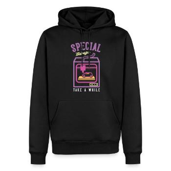 Les choses spéciales ont besoin d’un certain temps d’impression 3D de buse - Sweat à capuche Premium bio Homme - noir - Devant - Nico (187cm)