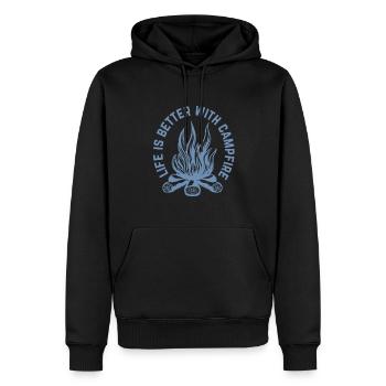 Life is better around the campfire - Men’s Premium Organic Hoodie - black - Front - Nico (187cm)