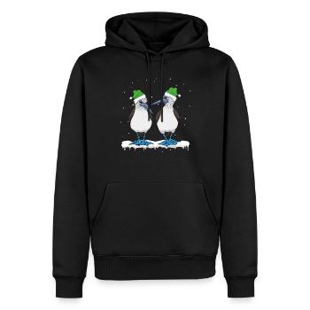 Oiseaux marins Noël à pieds bleus - Sweat à capuche Premium bio Homme - noir - Devant - Nico (187cm)