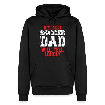 Soccer Football Dad - Warning Soccer Dad Will Yell - Männer Premium Bio Hoodie - Schwarz - Vorne - Nico (187cm)