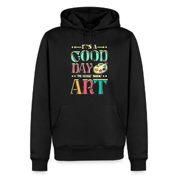 C'est une bonne journée pour faire de l'art - Sweat à capuche Premium bio Homme - noir - Devant - Nico (187cm)