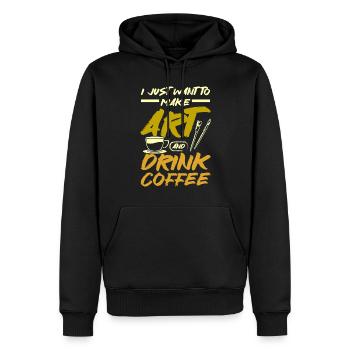 Make art and drink coffee - Männer Premium Bio Hoodie - Schwarz - Vorne - Nico (187cm)