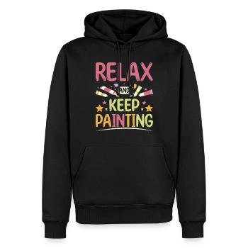 Détendez-vous et continuez à peindre - Sweat à capuche Premium bio Homme - noir - Devant - Nico (187cm)