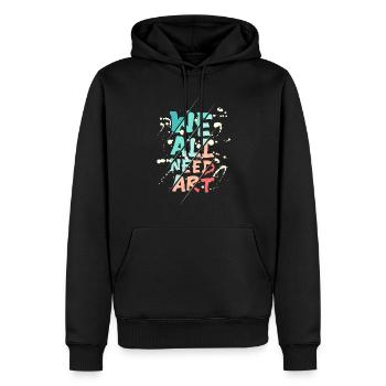 Nous avons tous besoin d’art - Sweat à capuche Premium bio Homme - noir - Devant - Nico (187cm)
